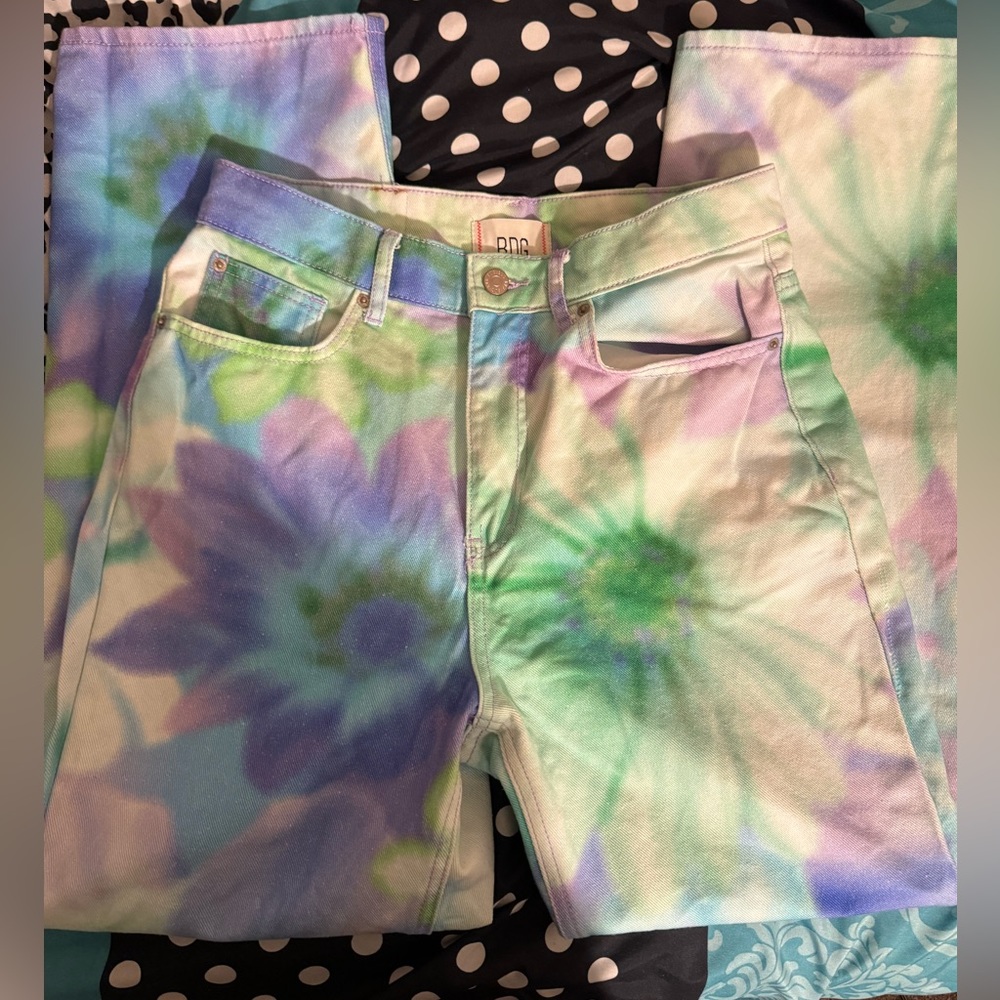 BDG Multi Color Denim HIGH WAISTED Psychedelic Pants.